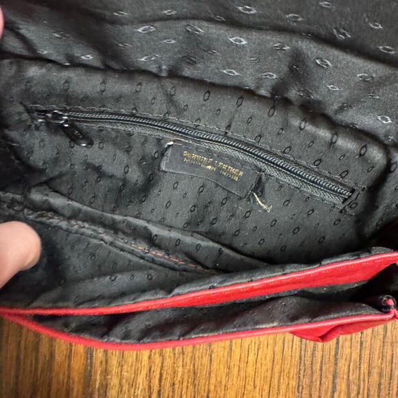 Vintage Inspired Red Leather Crossbody Bag with Hand-Stitched Details Boho - Picture 7 of 11